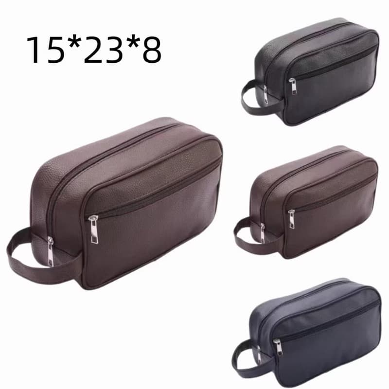 Necessaire masculina de Mão em Couro Sintético Espaçosa Ideal para Viagem e Uso Diário