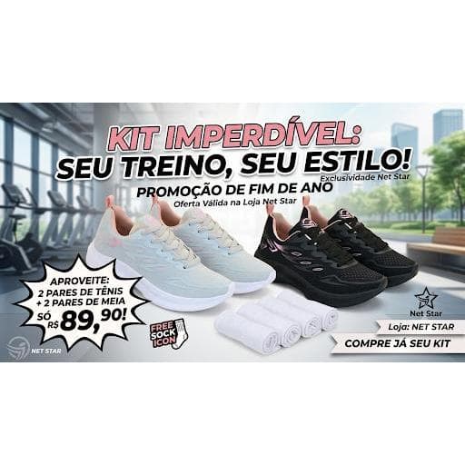 KIT 02 pares Tenis Feminino Escolar Academia Original FREEDOM Corrida Caminhada PROMOCAO PRETO ROSE+ CINZA ROSE