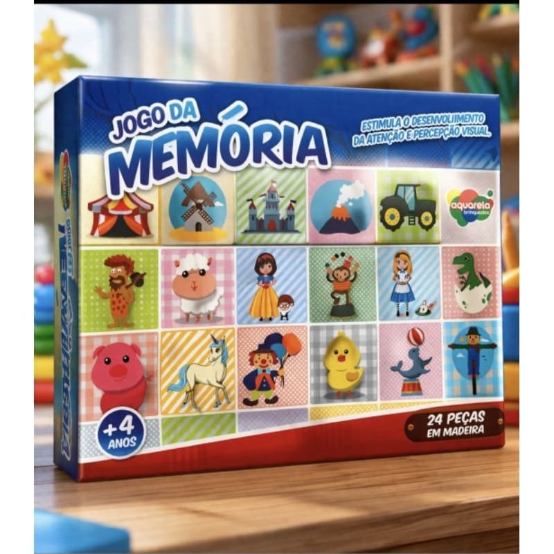 Jogo da Memória Infantil em Madeira 24 peças Aquarela Brinquedos/Divertido , Educativo +4anos