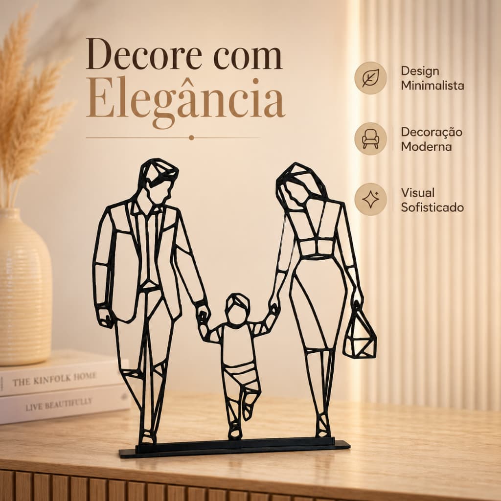 Moldura Família Pai Mãe e Filho Decorativa Arte Moderna para Sala, quarto, Presente Especial Decoração Premium