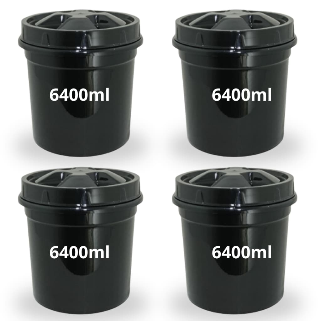 Kit 4 Potes Redondo PRETO 6400ml PRIME Tampa Rosca Pote Mantimento Arroz Feijão Cereais BPA FREE
