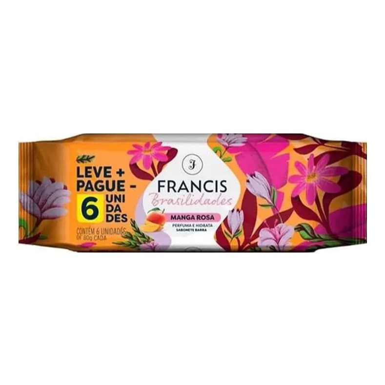 Sabonete Francis Brasilidades Manga Rosa 80g Com 6 Unidades