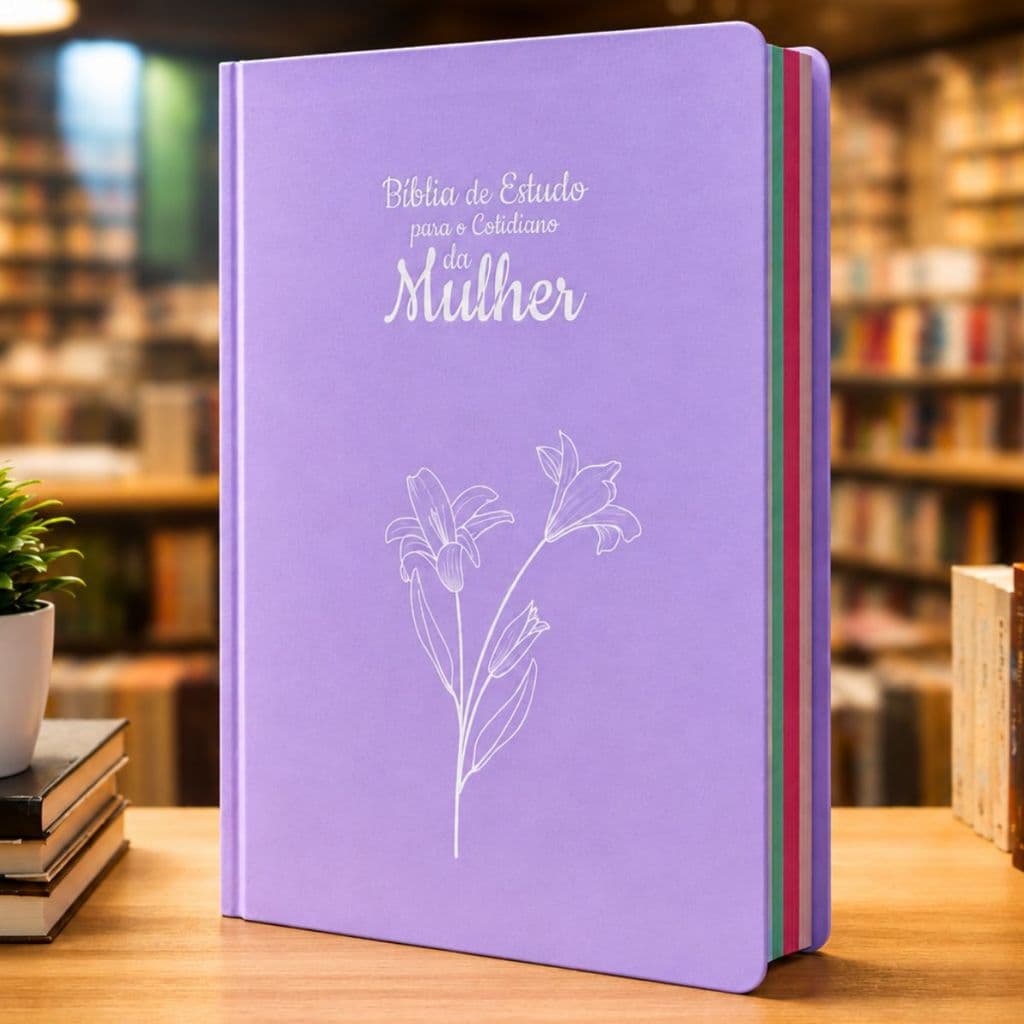 Bíblia de Estudo Para o Cotidiano da Mulher | NVA | Letra Grande | Lírios Lilás | Capa Dura