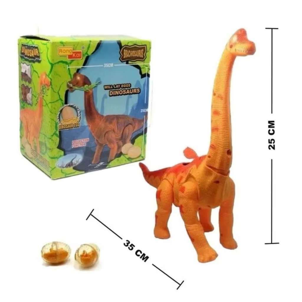 Dinossauro Brachiosaurus Que Bota Ovos I Brinquedo Infantil com Luz - Dino Interativo Educativo