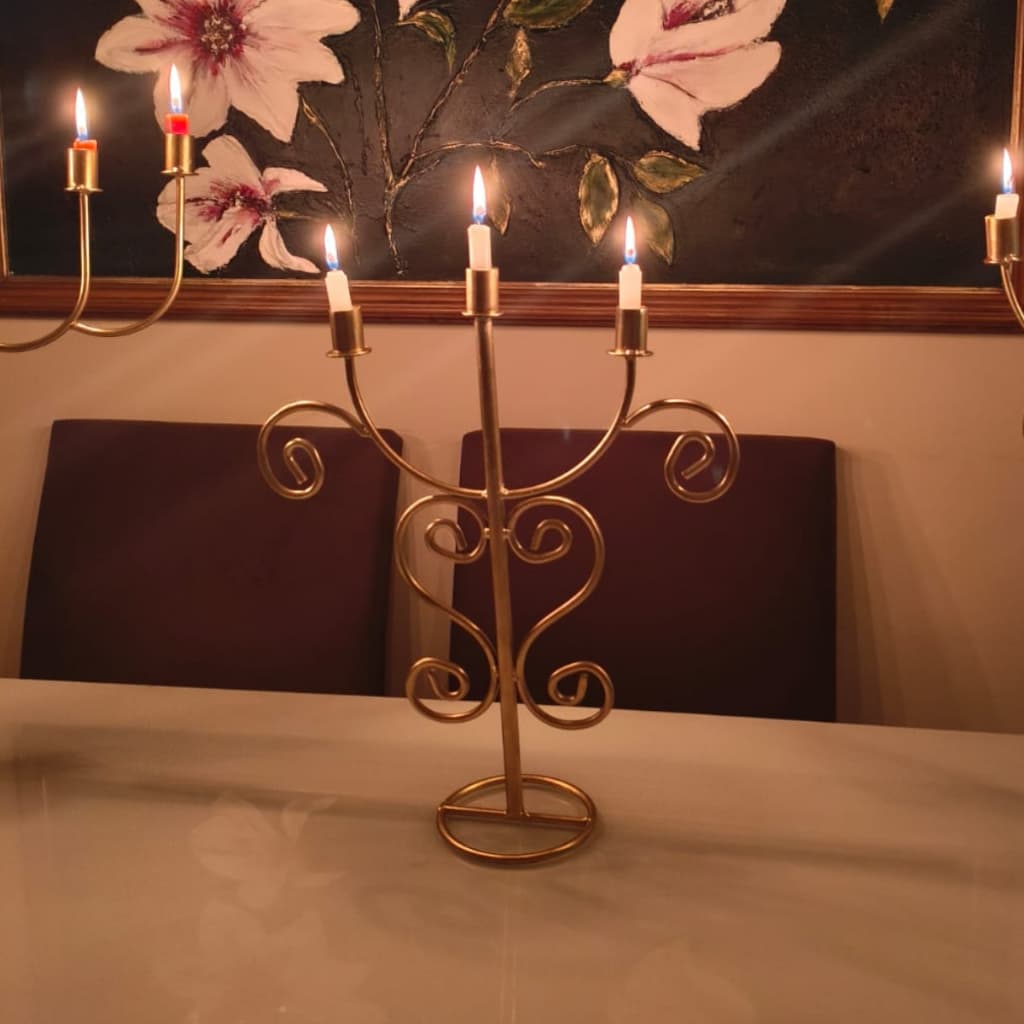 Candelabro Ferro Maciço 3 Velas | Porta Velas Decorativo Sala Jantar | Castiçal Artesanal Decoração