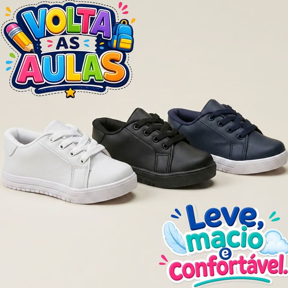 Tênis volta as aulas Infantil de cordão educação fisica Antiderrapante Leve Macio Confortável