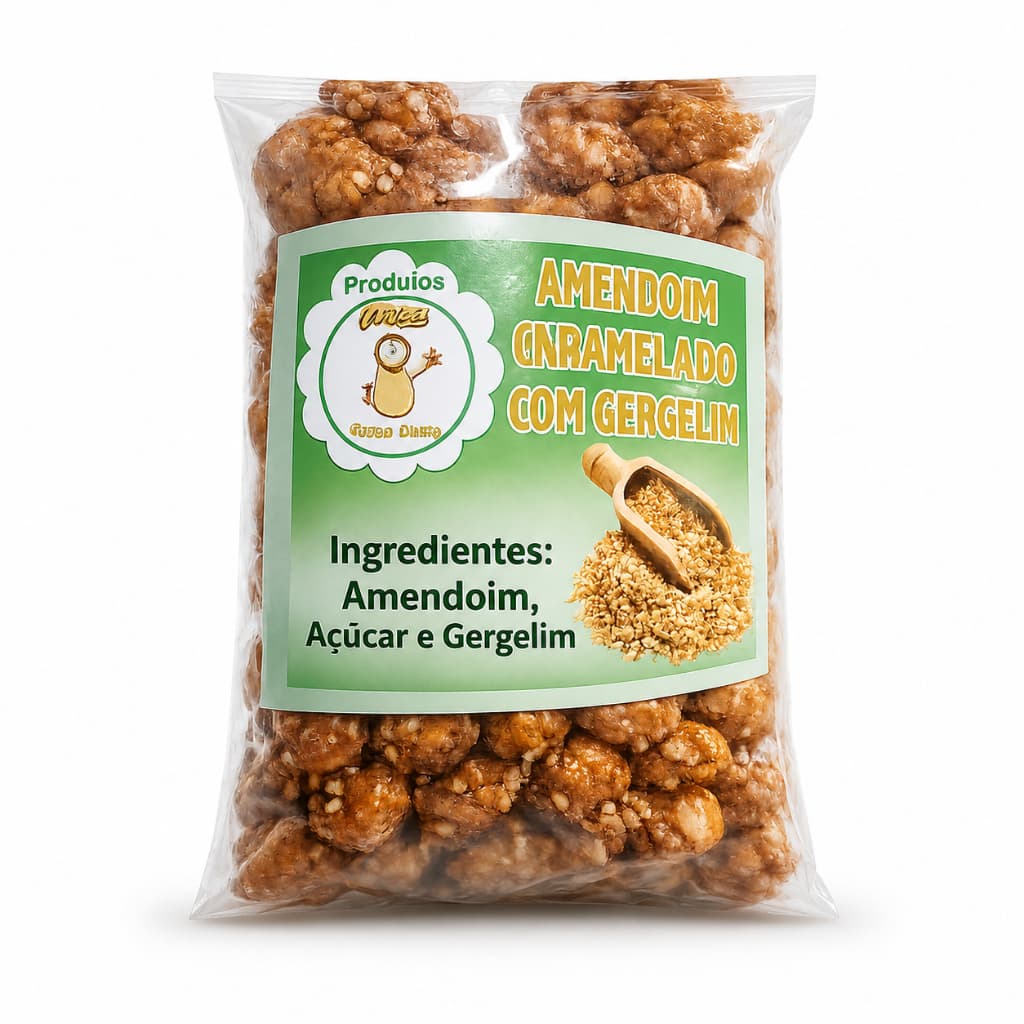 Kit 5 Amendoins Caramelizados com Gergelim 100g Artesanal