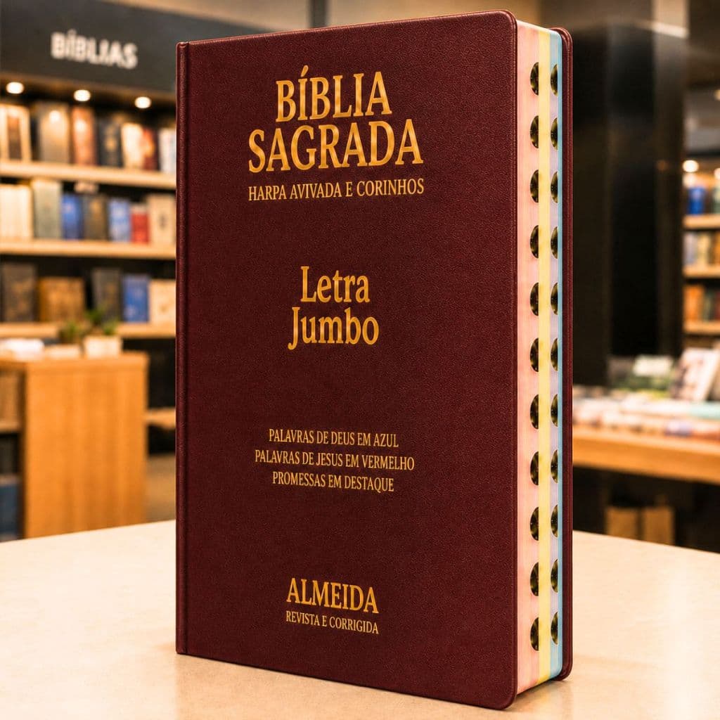 Bíblia Sagrada ARC | Full Color | Letra Jumbo/Gigante | Harpa | Bordô