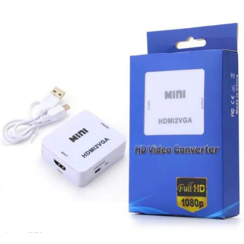 Mini Conversor Hdmi para VGA Adaptador de Vídeo HD