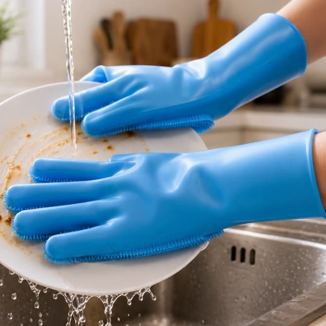 Luva Lava Louça De Silicone Par tira pelo gato banho pet Multiuso