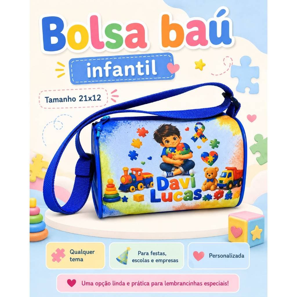 Bolsa Baú Infantil Personalizada – Tema Autismo - Lembrancinha