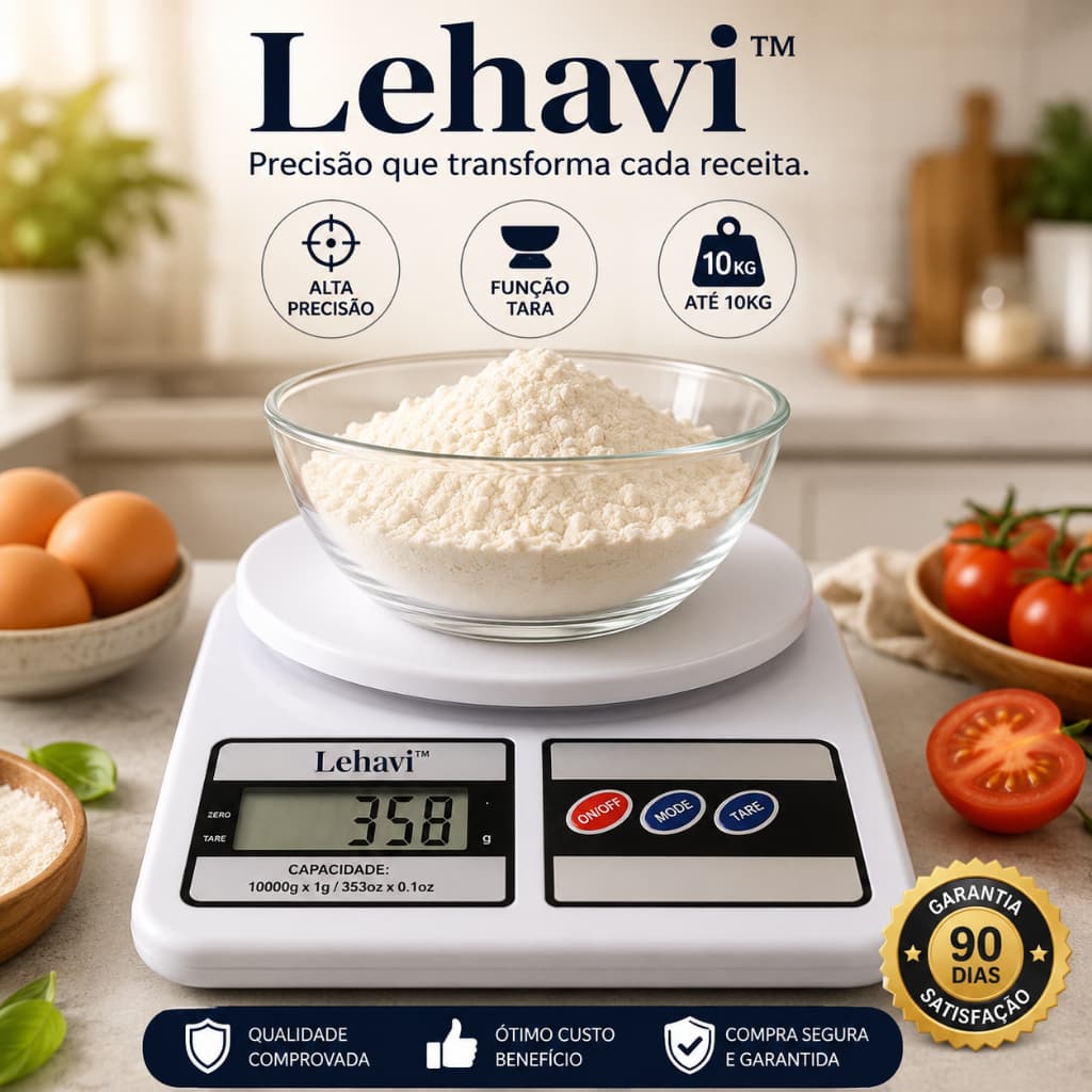 Balança Digital Cozinha Alta Precisao Capacidade 10kg Display Led Compacta