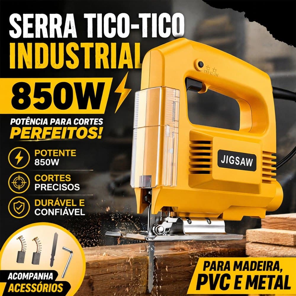 Serra Tico-Tico Profissional Azul Bivolt para Oficina, Montagem e Projetos DIY com Regulagem de Inclinação