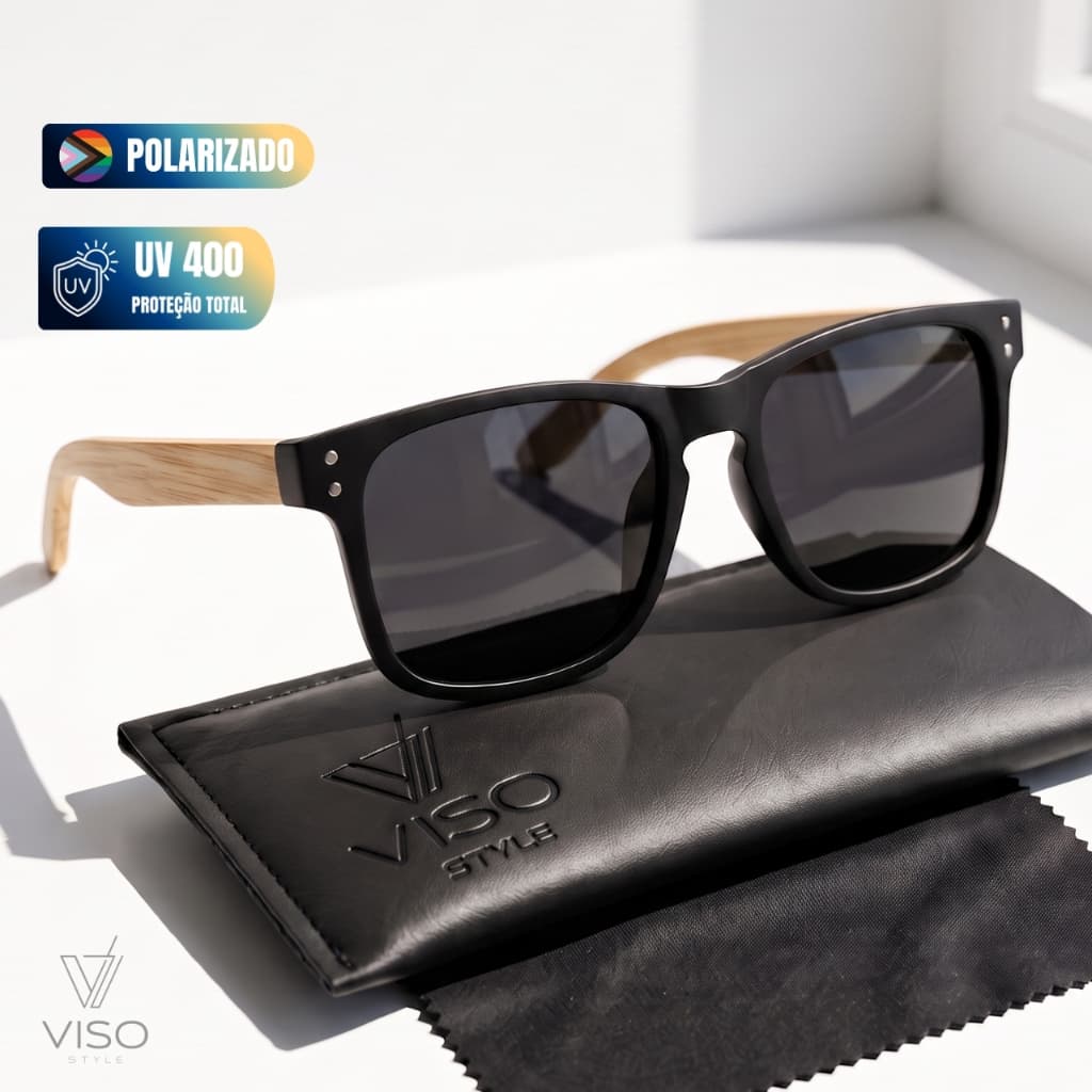 Óculos de Sol Quadrado Escuro Premium Polarizado Tendencia Praia Moda Surf uv400 Masculino Feminino