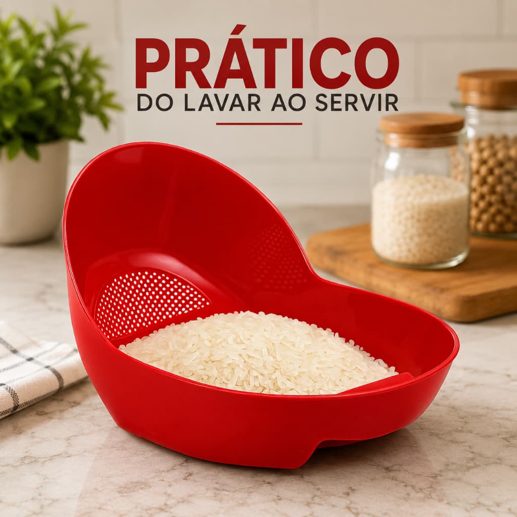 Escorredor de Arroz Lava Alimentos Plastico Resistente Vazado Multifuncional Coador para Frutas Verduras Feijão e Massas