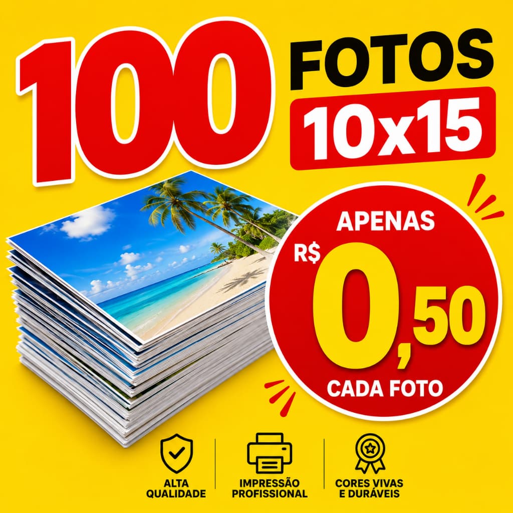 Kit 100 Fotos 10x15 Reveladas para Molduras ou Álbum