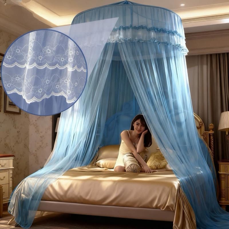 Mosquiteiro Indiano de Teto Casal Queen King Box 14m – Gigante com Abertura Lateral