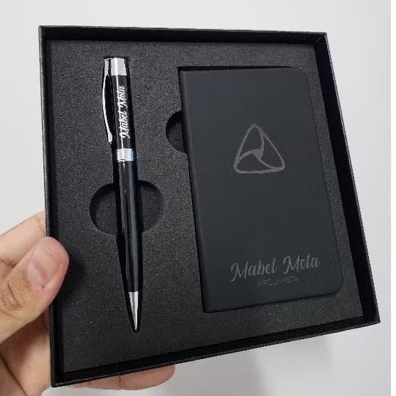 Kit Caneta e Caderneta PERSONALIZADO bloco de notas 2 peças