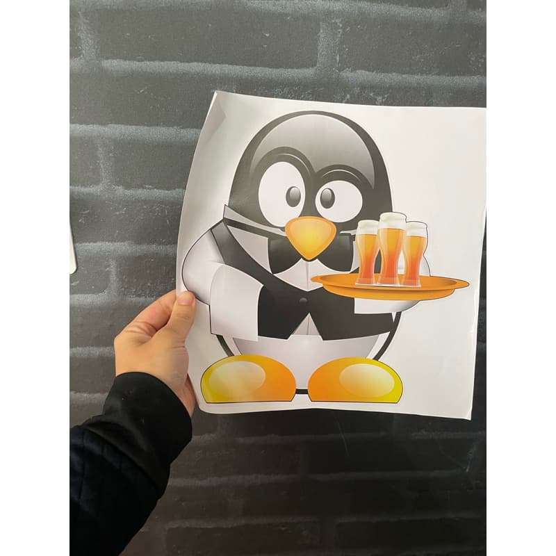 Adesivo Decorativo Para Geladeira ,fogão ,parede,Desenho Pinguim com cerveja