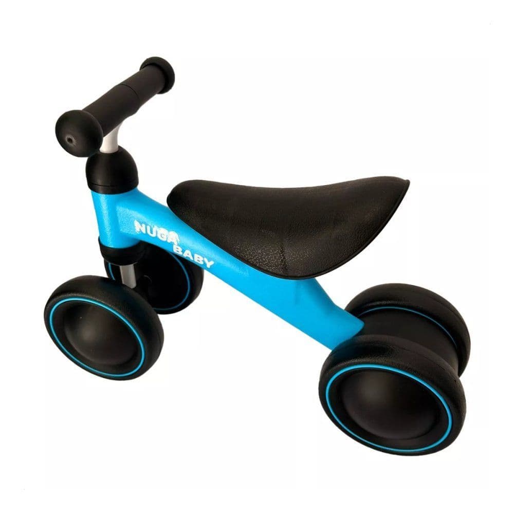 Bicicleta Infantil Sem Pedal 4 Rodas Azul de Equilíbrio com Guidão e Assento Ajustáveis