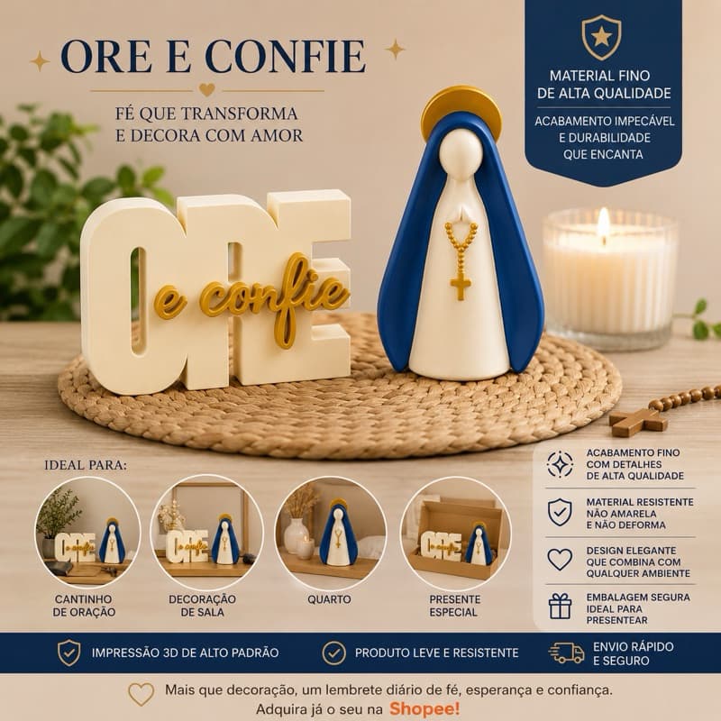 Imagem Nossa Senhora Aparecida 10cm + letreiro| Presente Religioso | lembrancinha | batizado | devotos