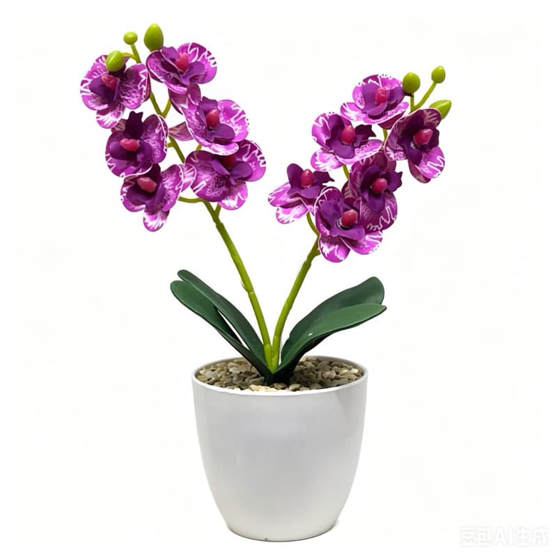 orquídea artificial selicone com vaso copo 25cm