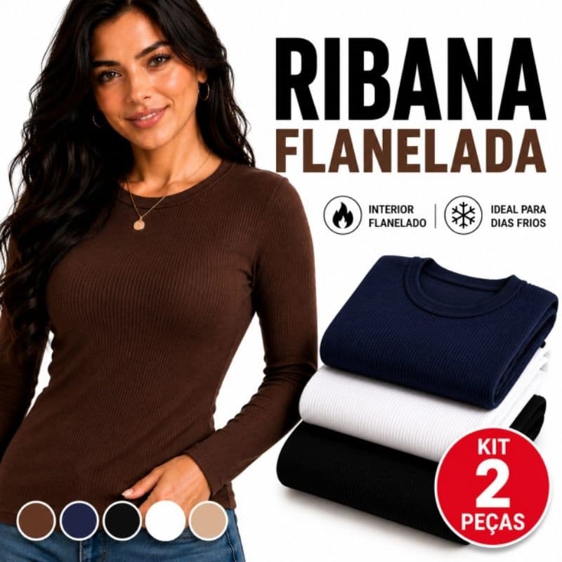 Kit 2 Blusas Térmicas Feminina Flanelada Canelada Segunda Pele Manga Longa Premium Blusa De Frio Inverno basica