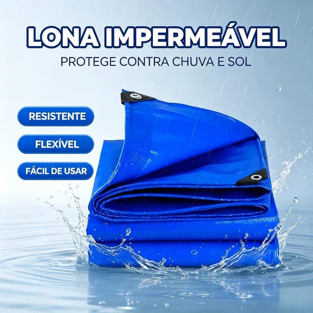 Lona Impermeável Reforçada Multiuso Polietileno Reforçada Encerado Vários tamanhos  Proteção UV + Corda
