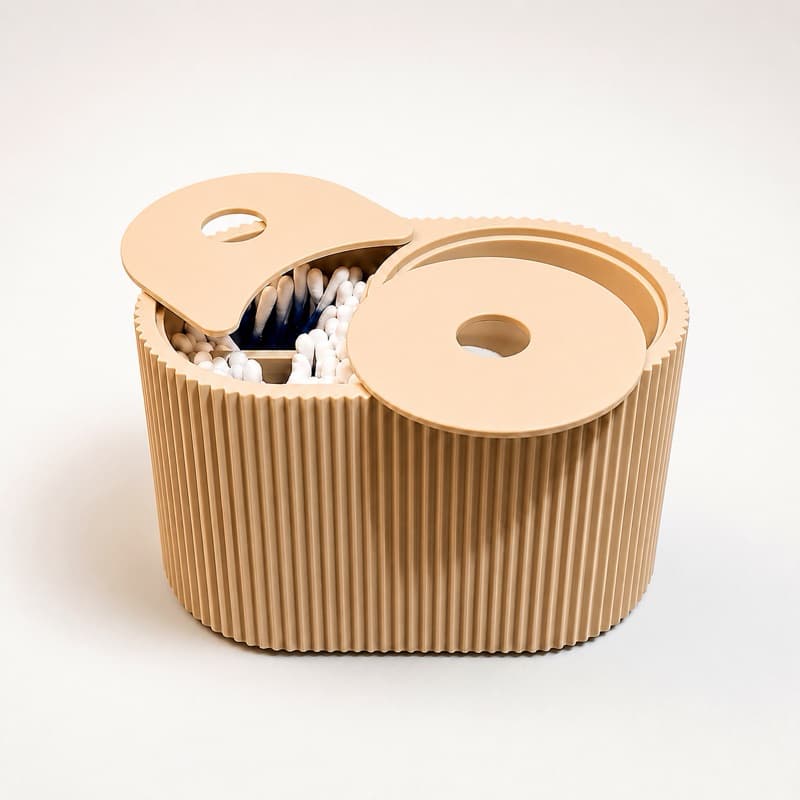 Porta Cotonete Organizador Banheiro Tampa Dupla Decorativo Bancada Algodão Acessórios Pia
