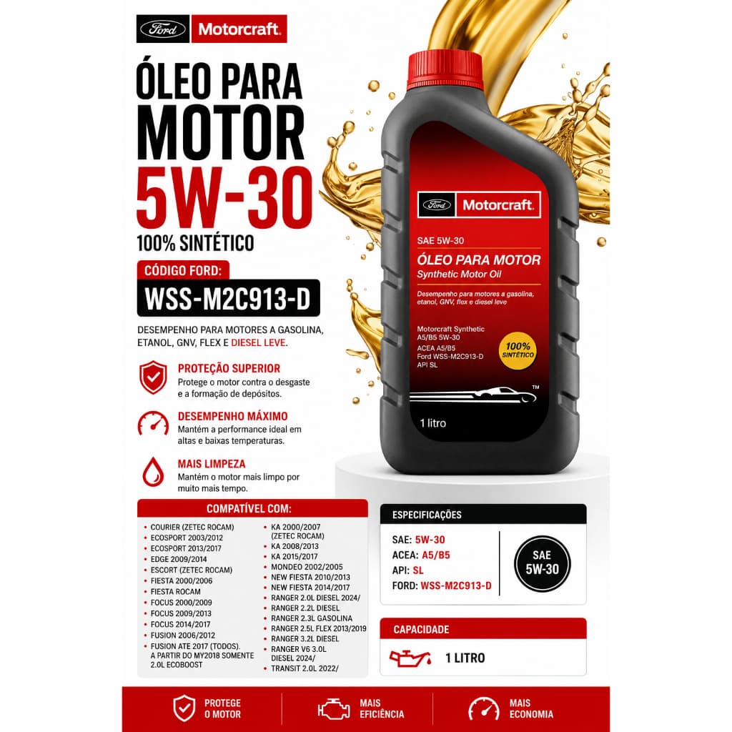 Óleo Sintético 5w30 Motorcraft Ford 1 litro