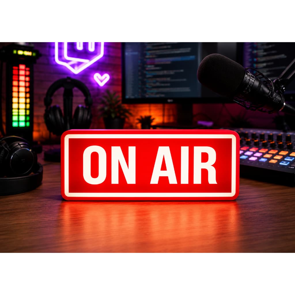 Placa Decorativa On Air  Led | Luminária de Enfeite para Estúdio e Gravação Setup Gamer
