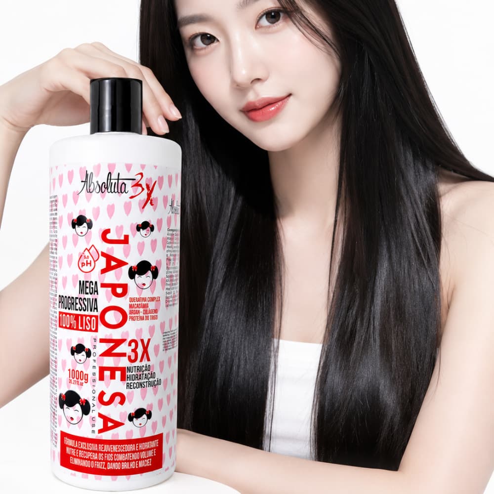 Absoluta 3X Mega Progressiva Japonesa 1000ml Alisamento Capilar Profissional