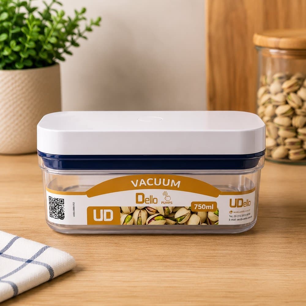 Pote Hermético Retangular Automático a Vácuo Dello Vacuum Pumps – 750ml
