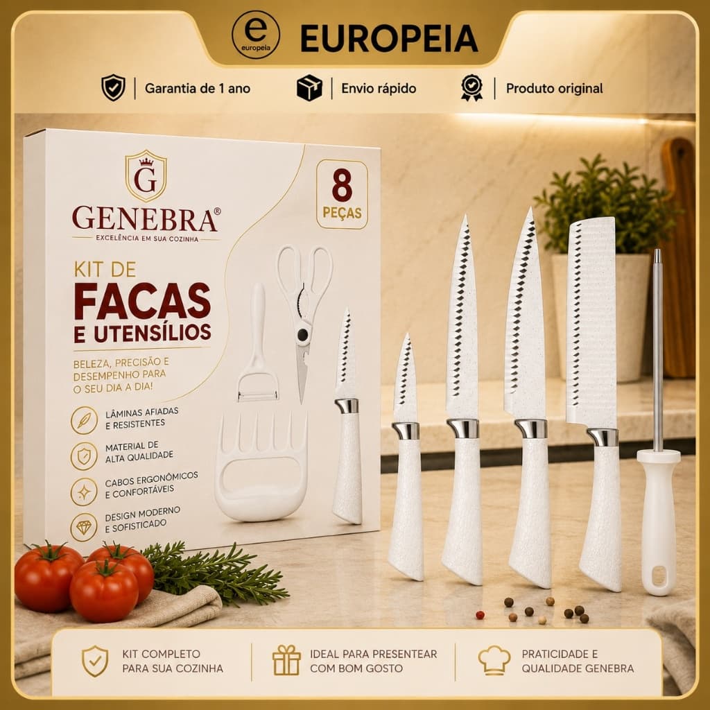 Kit de Fcas e Talheres Genebra Original 8 Peças Multi cores