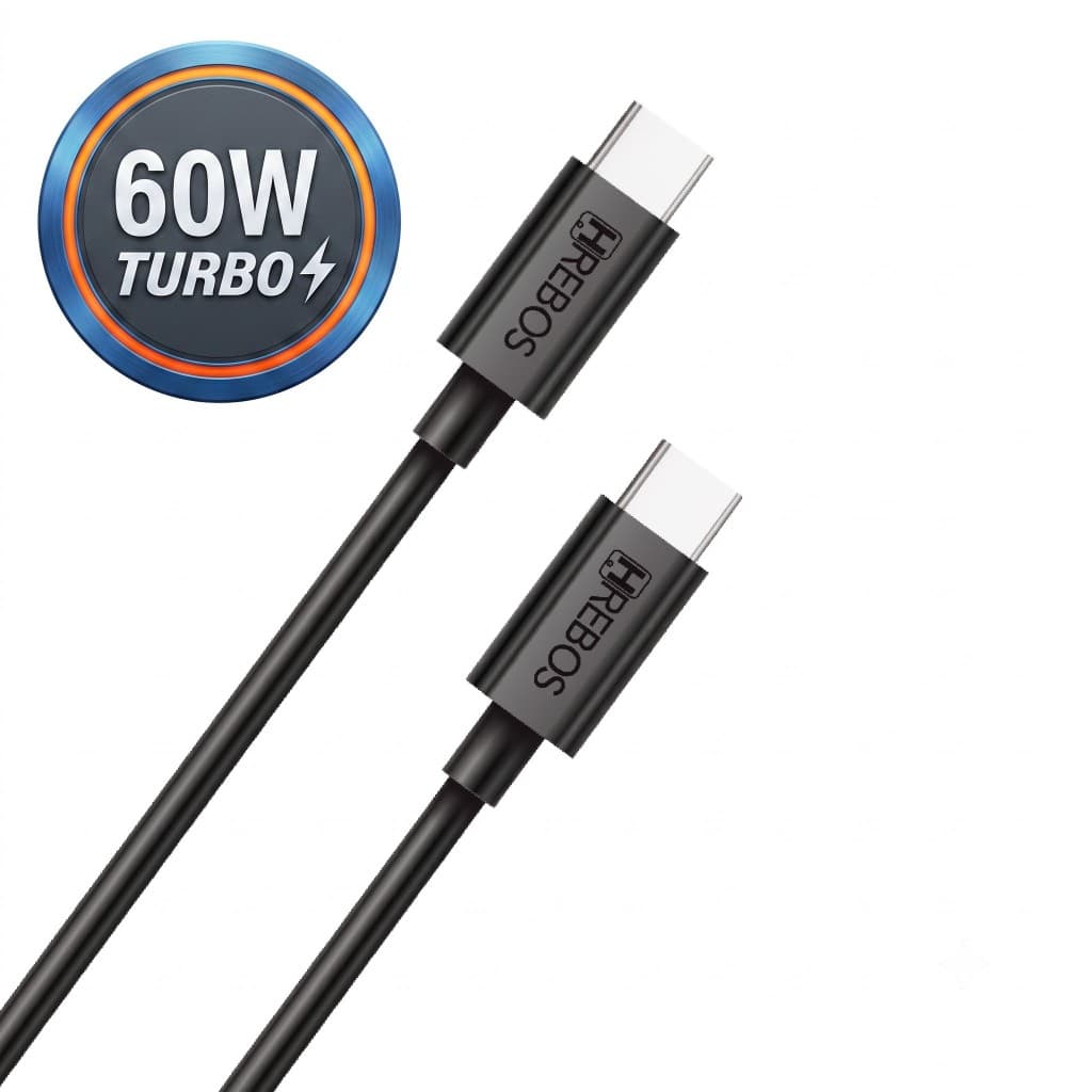 Cabo Turbo Tipo C Para Tipo C 60W Hrebos Original 1m Power Delivery Para Celular Notebook Macbook iPad CB-328C