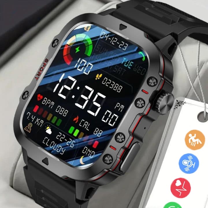 Relógio Inteligente Masculino com Assistente de Voz Esportivo Fitness e À Prova d'Água Smartwatch