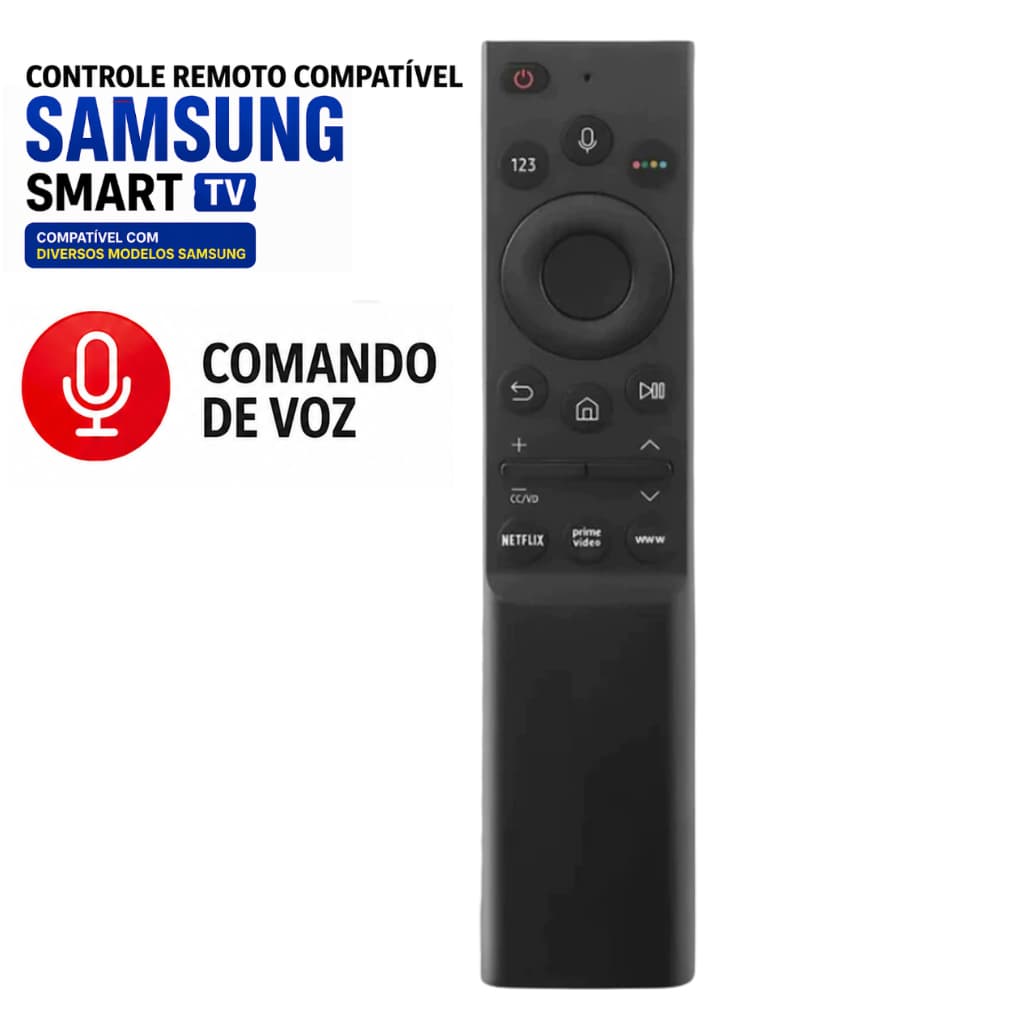 Controle Remoto TV Sansung Smart com Comando de voz - Netflix e Prime video