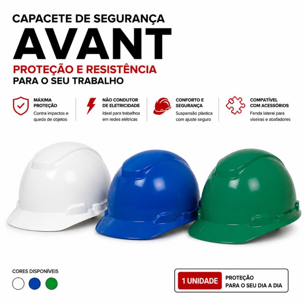 Capacete de segurança Obra Proteção Trabalho EPI Classe A e B  com Carneira Camper - CA 34.414