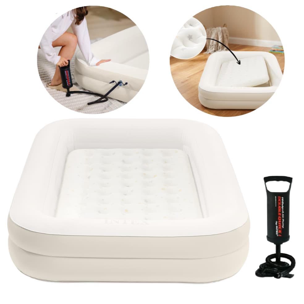 Colchão Inflável Infantil Kidz Travel Bed Set com Bomba Manual e Bolsa - Intex 66811NP