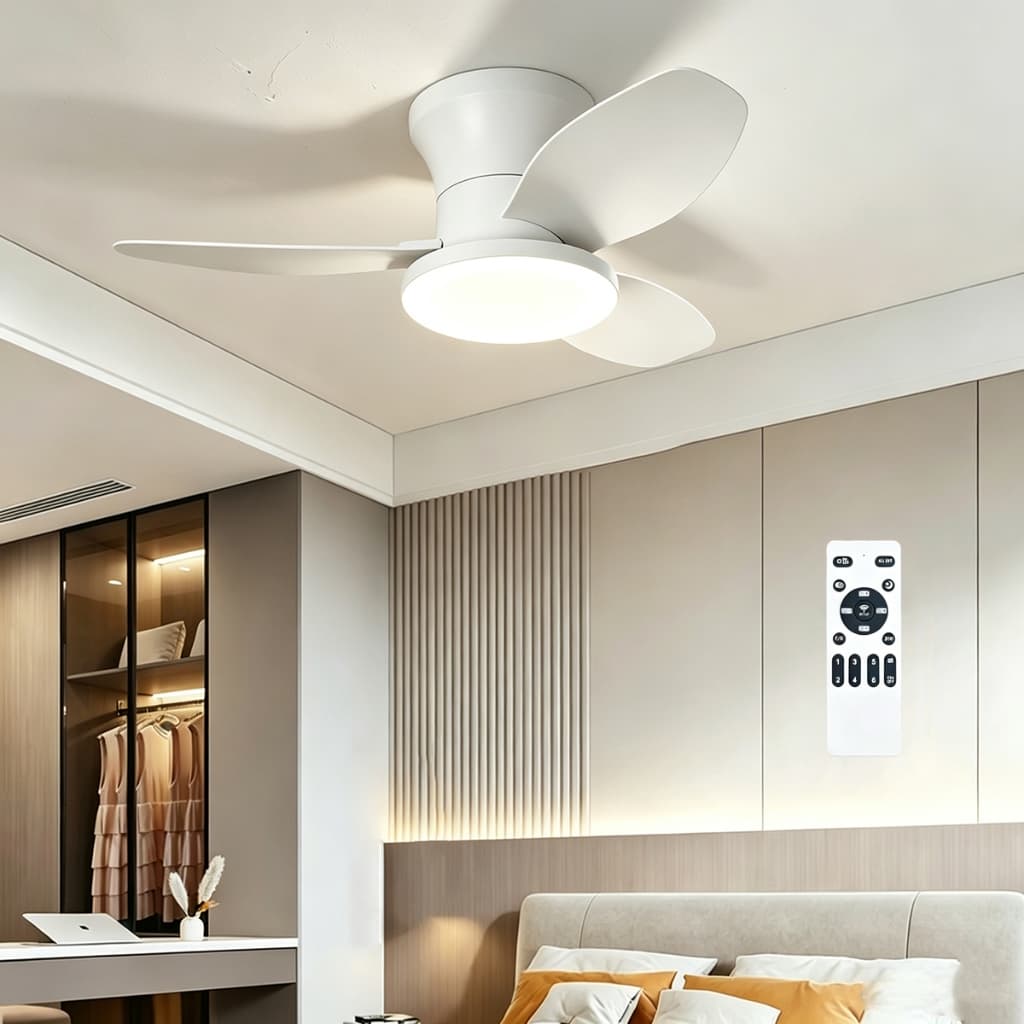 Ventilador de Teto 25″ Bivolt e Silencioso com Lâmpada LED 48W, Controle Remoto, Timer, 3 Cores de Luz e 6 Velocidades