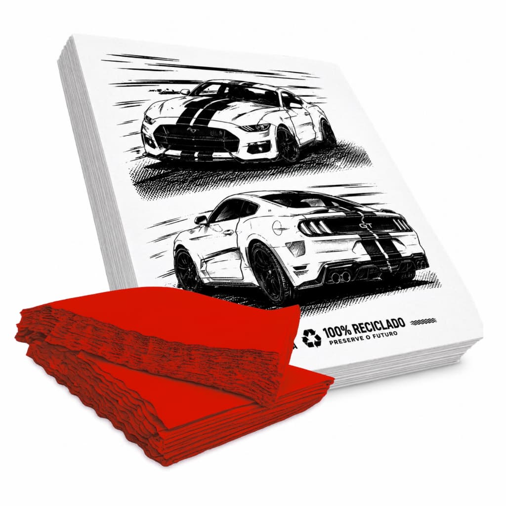 Kit 4kg Papel Mustang + 100 Lixocar Vermelho Liso Para Automotivo lava rapido