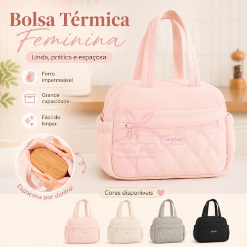 Bolsa Térmica Grande Capacidade Lancheira Marmita Elegante, Isolada e Impermeáve