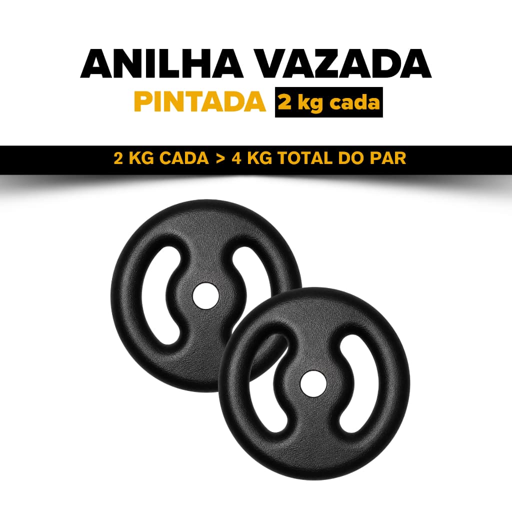 Par de Anilha vazada Pintada 2kg - Qualidade Premium