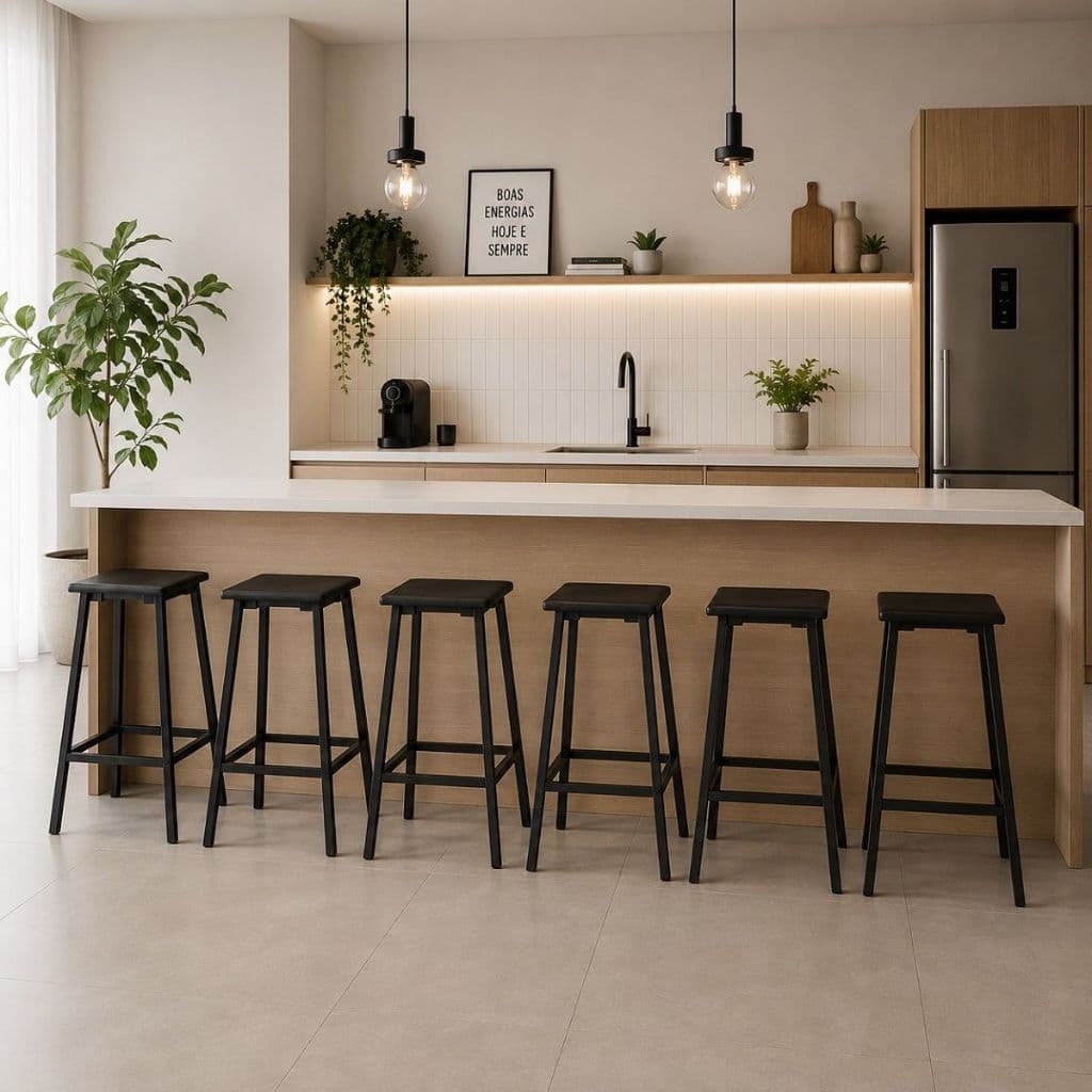 6 Banquetas Cozinha Balcão Banco Baixa Moderna Compacta Bar