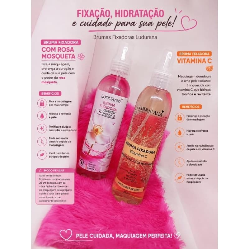 Bruma Fixadora Ludurana,com Rosa Mosqueta, Bruma Fixadora vitamina c, 200ml
