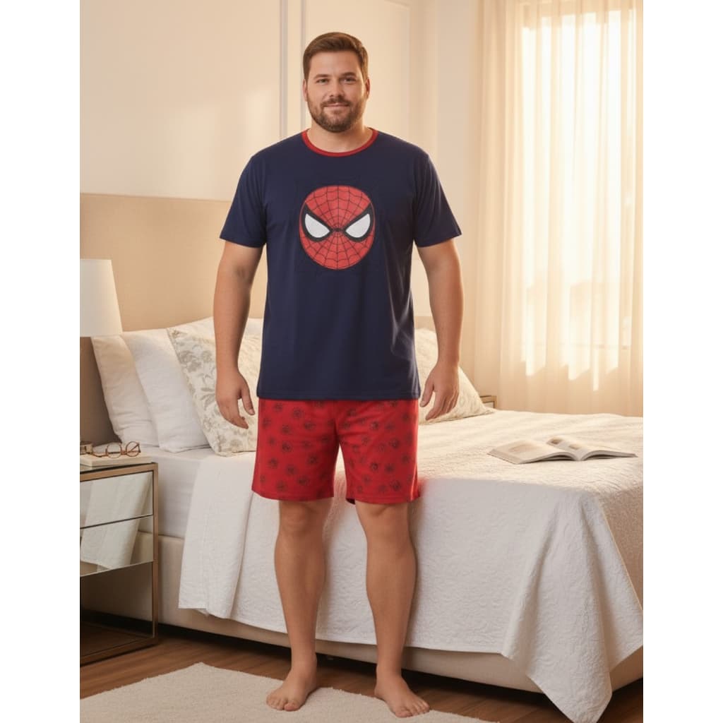Pijama Masculino Plus Size Tamanho Extra G1 G2 G3 Manga Curts E Short Estampas Promoção