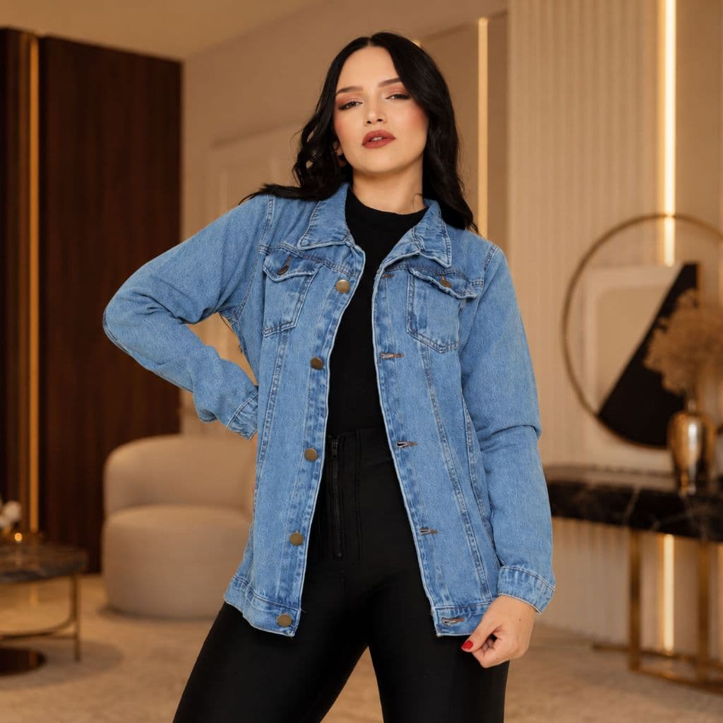 Max Jaqueta Jeans Feminina Oversized Moda Casual (Blusa / Casaco / Agasalho) A.Ming Jeans