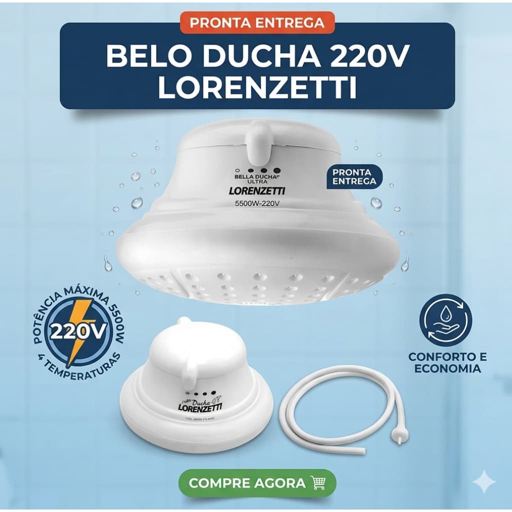 Chuveiro Lorenzetti Bela Ducha 220W /6800W 4 Temperaturas