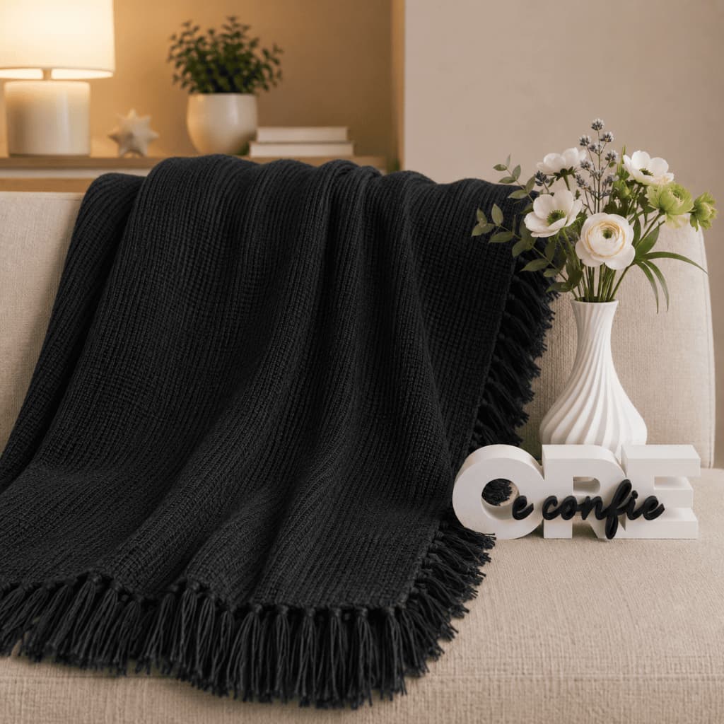 Kit Manta para Sofá 210x120 com Ore e Confie 3D e Vaso Decorativo Decoração Sala Quarto Presente Elegante