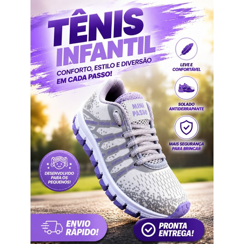 Tenis Infantil Modinha Tendencia Leve Confortavel Menina Menino